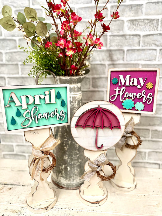 ALREADY MADE BY ME-Set of 3 toppers APRIL SHOWERS