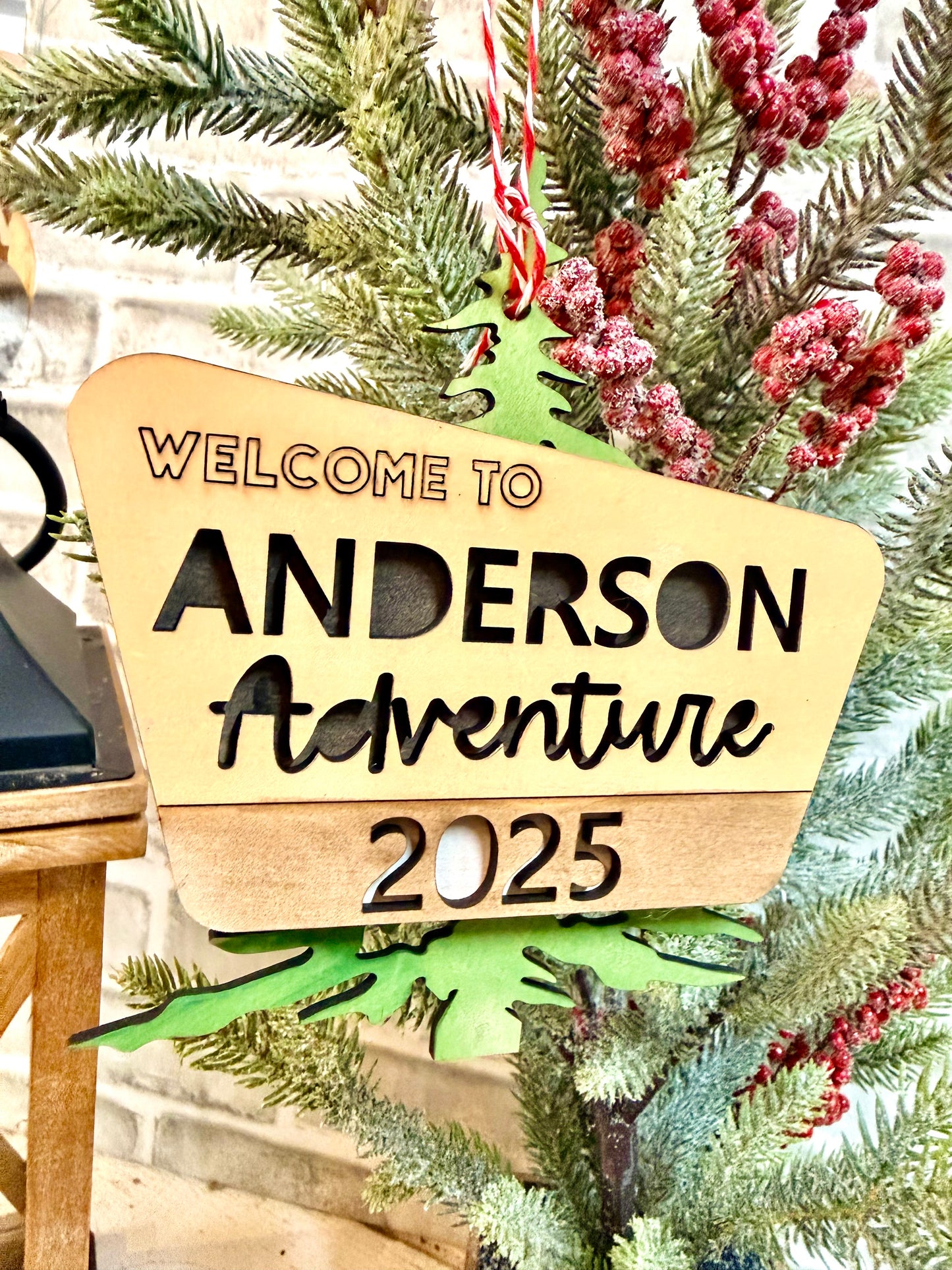 PERSONALIZED adventure tree ornament