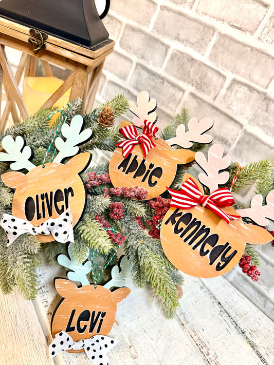 PERSONALIZED reindeer ornaments
